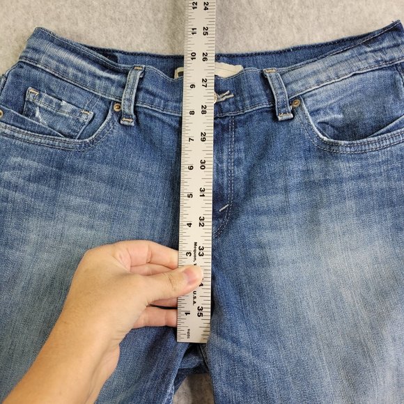 Womens Levis Capris Size 6 Blue Cuffed Stretch Cotton Straight Leg Mid Rise - Picture 10 of 15